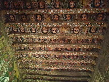 Ceiling of angels in Debre Berhan Selassie Church in Gondar