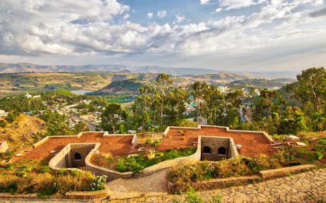 View over Gonder with mountains in background at Gondar Hills Resort